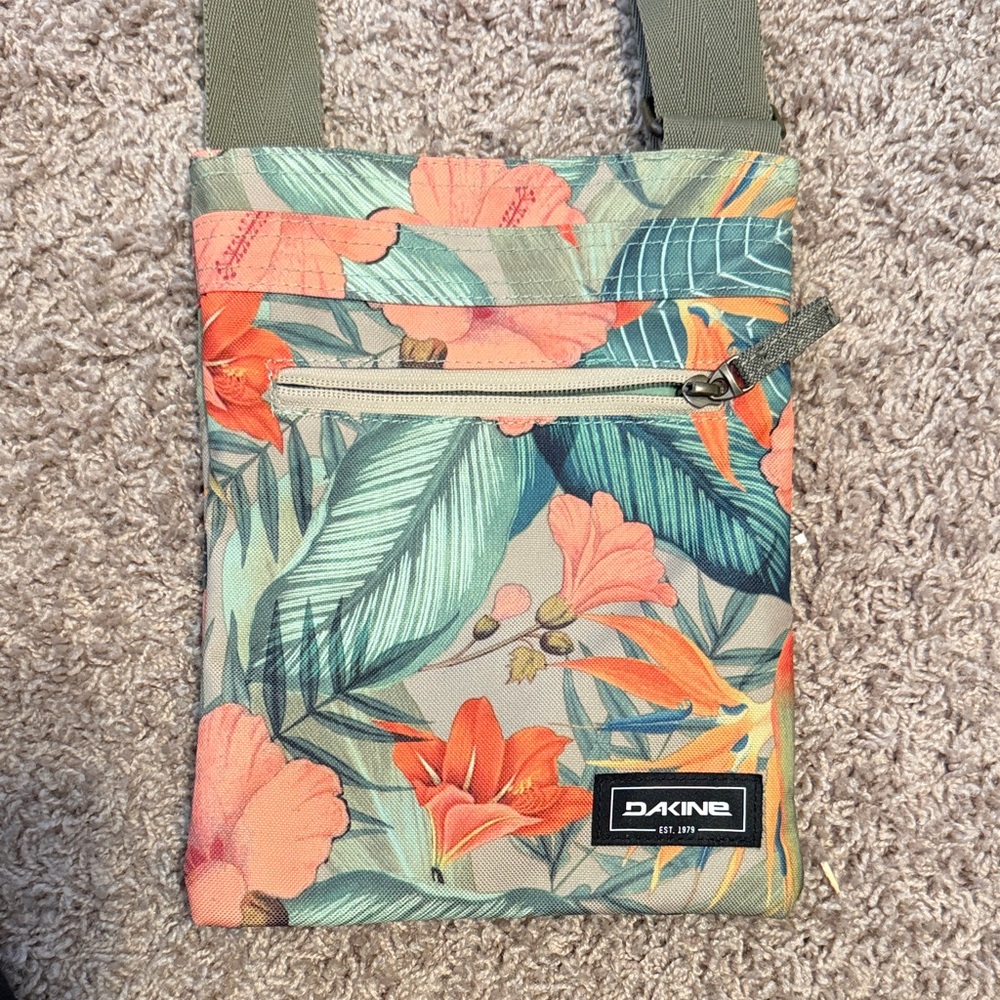 Dakine Tropical Floral Crossbody Bag - Orange and Green